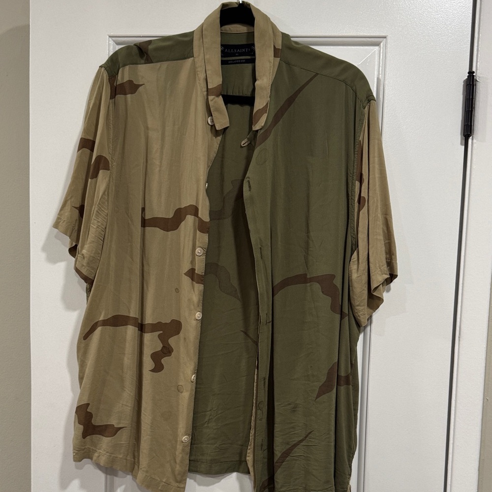 All Saints Camouflage Button-Up Shirt Size XL